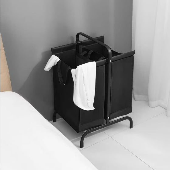 2-Tier 110L Laundry Basket Sorter – Black Oxford Fabric