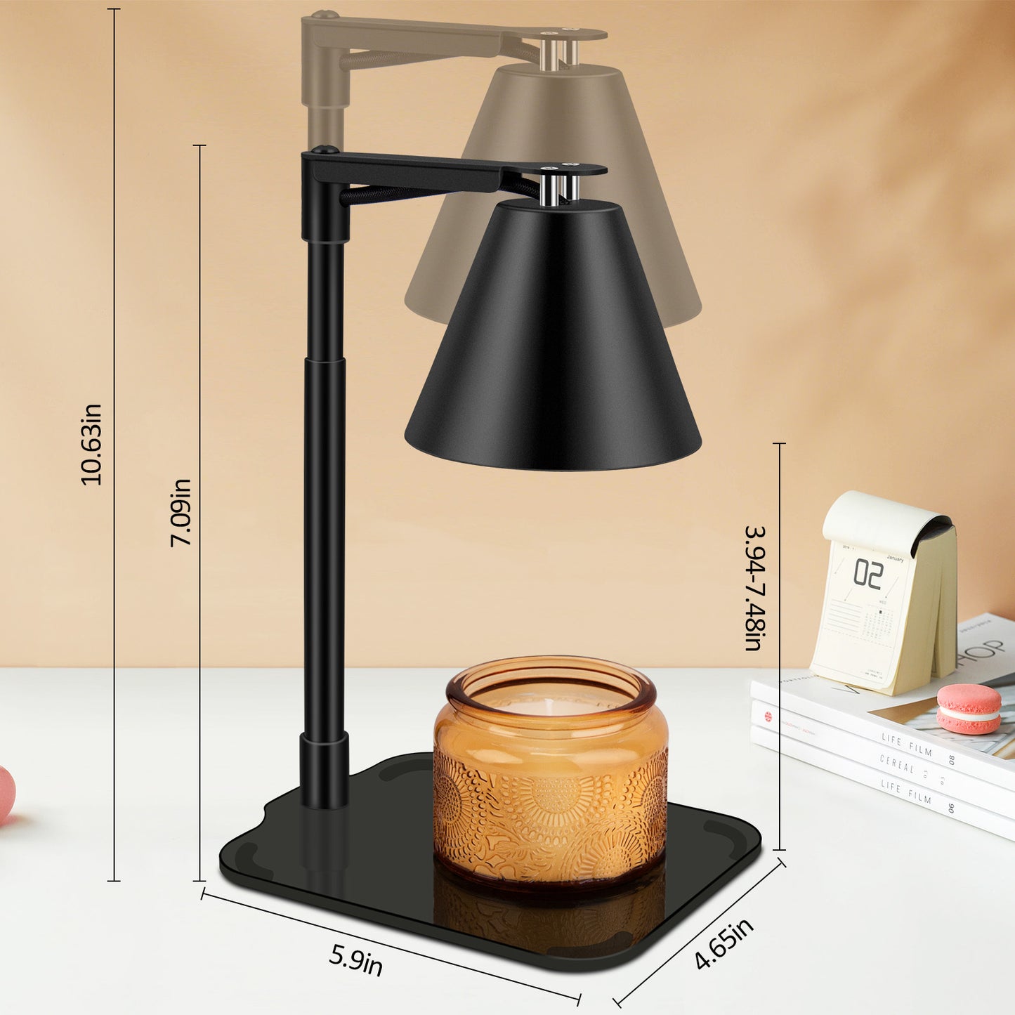 Candle Warmer Lamp Dimmable With Timer, Height Adjustable Set