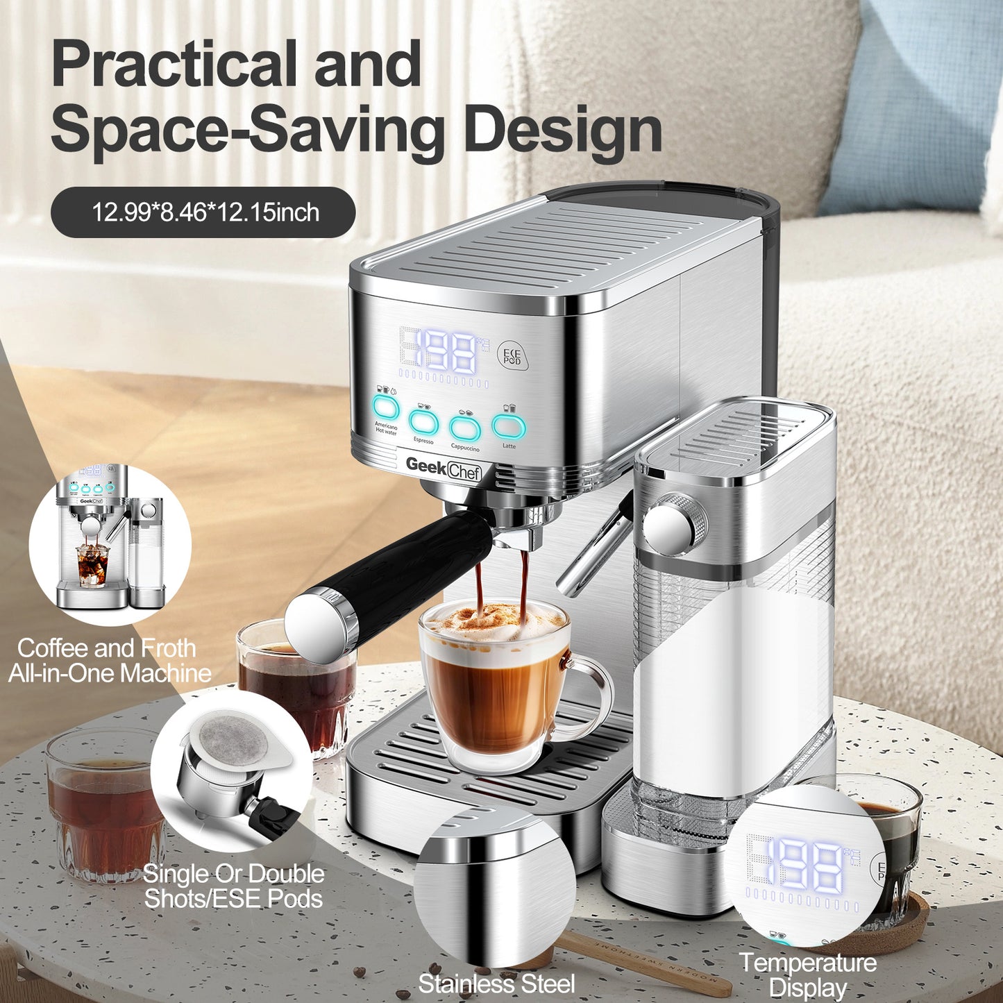 20 Bar Espresso Machine Filter & Double Frother Set