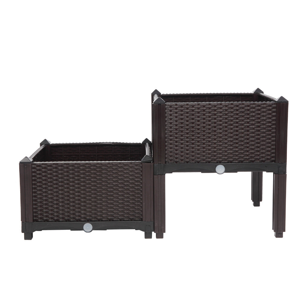2PCS Brown Modular Planter Box – Free Splicing & Weather-Resistant