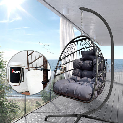 Anti-Rust Egg Hammock Chair With Guardrail Cup Holder