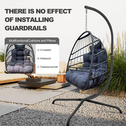 Anti-Rust Egg Hammock Chair With Guardrail Cup Holder