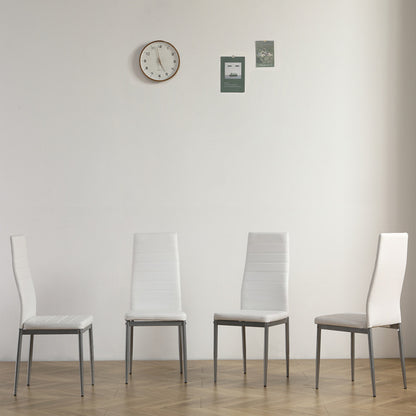 Set of 4 PU Leather Dining Chairs – High Back & Metal Frame