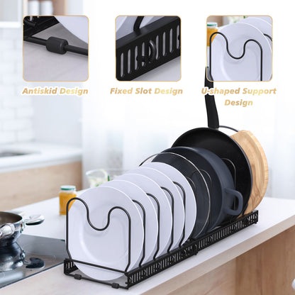 Adjustable Pots & Pans Lids Organizer Rack Dividers