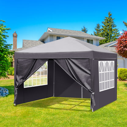 10x10ft Portable Canopy Tent with 4 Sidewalls – Dark Grey