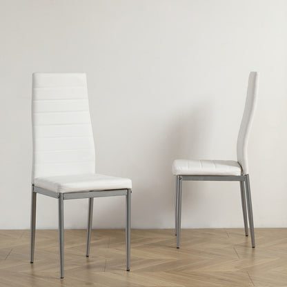 Set of 4 PU Leather Dining Chairs – High Back & Metal Frame
