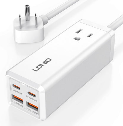 High-Speed 65W 5-in-1 GaN USB-C Charging Station with Power Strip
