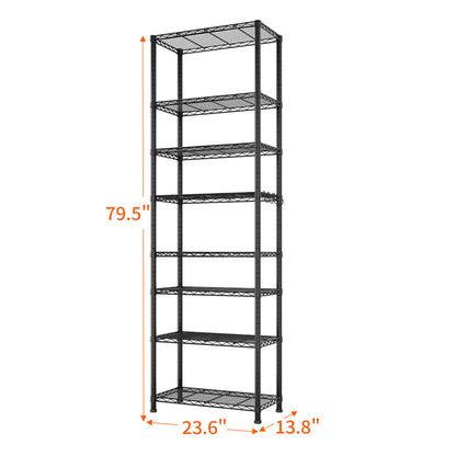 8-Tier Adjustable Storage Rack – Heavy-Duty Steel Shelving with Hooks