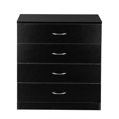 4-Drawer Bedside Storage Cabinet – Black Minimalist Design