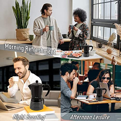 Stovetop Moka Espresso Maker 6 Cups 300ml Set