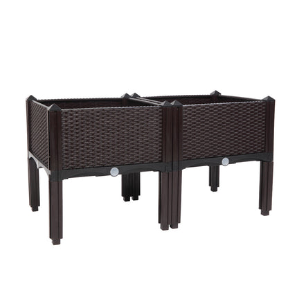 2PCS Brown Modular Planter Box – Free Splicing & Weather-Resistant