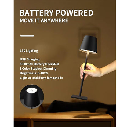 Cordless LED Desk Night Lamp 3 Color Dim 5000mAh