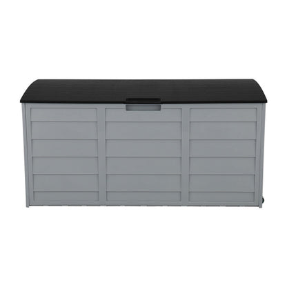 75-Gallon Outdoor Storage Box with Wheels – Black & Grey, Weather-Resistant