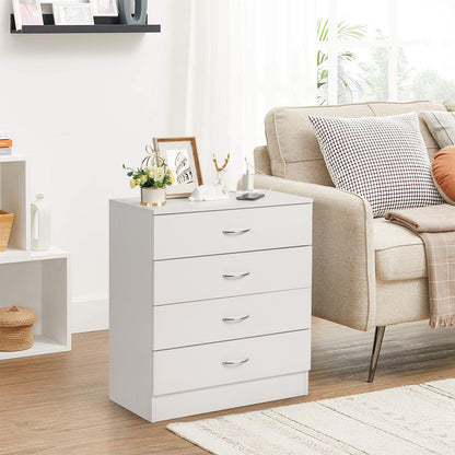 4-Drawer Bedside Table with USB Ports & Power Outlets – White