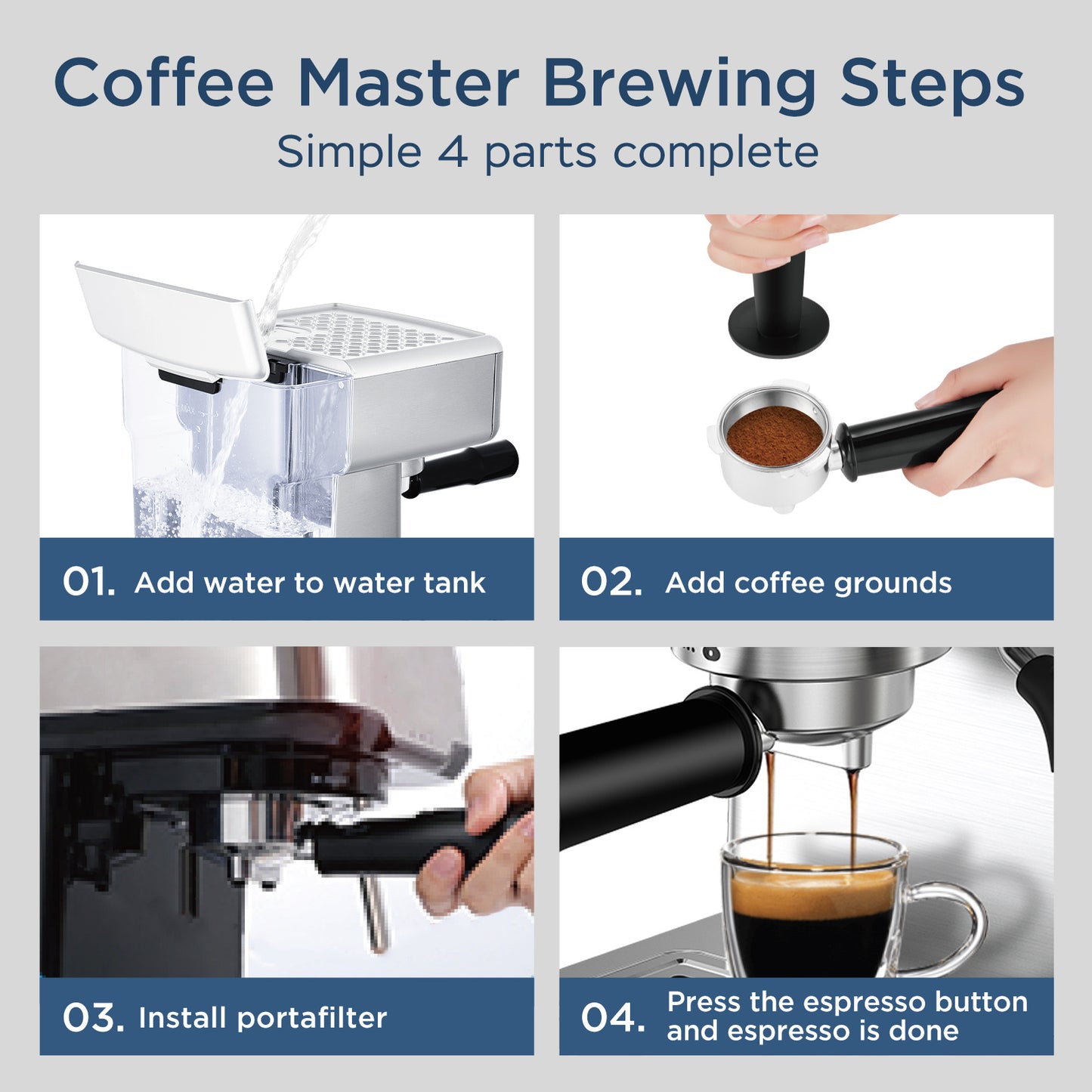 20 Bar Espresso Machine Filter & Frother Set 1.8L