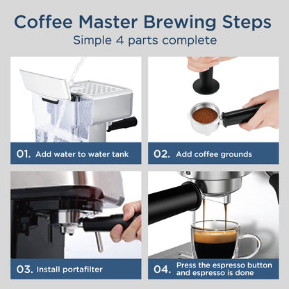 20 Bar Espresso Machine Filter & Frother Set 1.8L