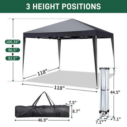 10x10ft Portable Canopy Tent with 4 Sidewalls – Dark Grey