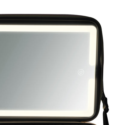 Portable LED Makeup Bag with Mirror – Travel Cosmetic Organizer