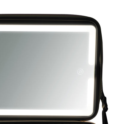 Portable LED Makeup Bag with Mirror – Travel Cosmetic Organizer