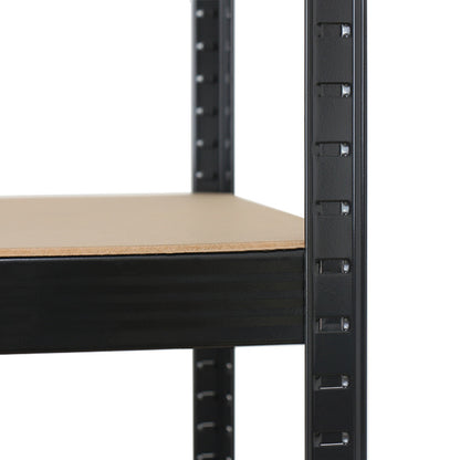 5-Tier Black Metal Storage Rack – Heavy-Duty Shelving with MDF Boards