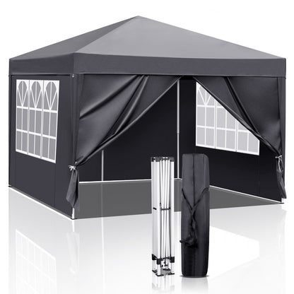 10x10ft Portable Canopy Tent with 4 Sidewalls – Dark Grey