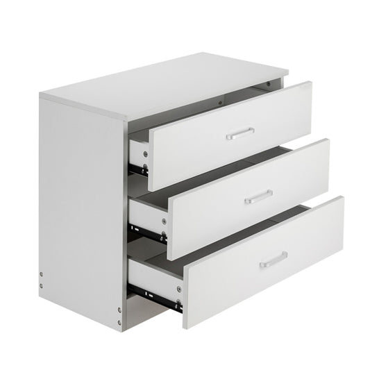 3-Drawer Bedside Table – White, Minimalist Storage Cabinet