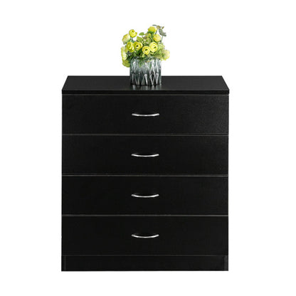 4-Drawer Bedside Storage Cabinet – Black Minimalist Design